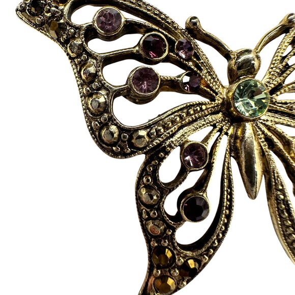 Gold Rhinestone Butterfly Pin - Picture 6 of 8
